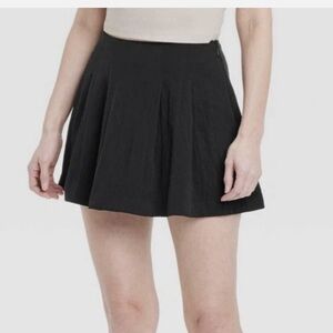 A New Day Pleated Skort Women’s 6 High Rise Black Mini Shorts Cotton B18